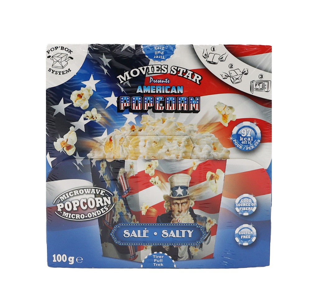 Movies Star 100g Mikrowellen Popcorn Box Salted