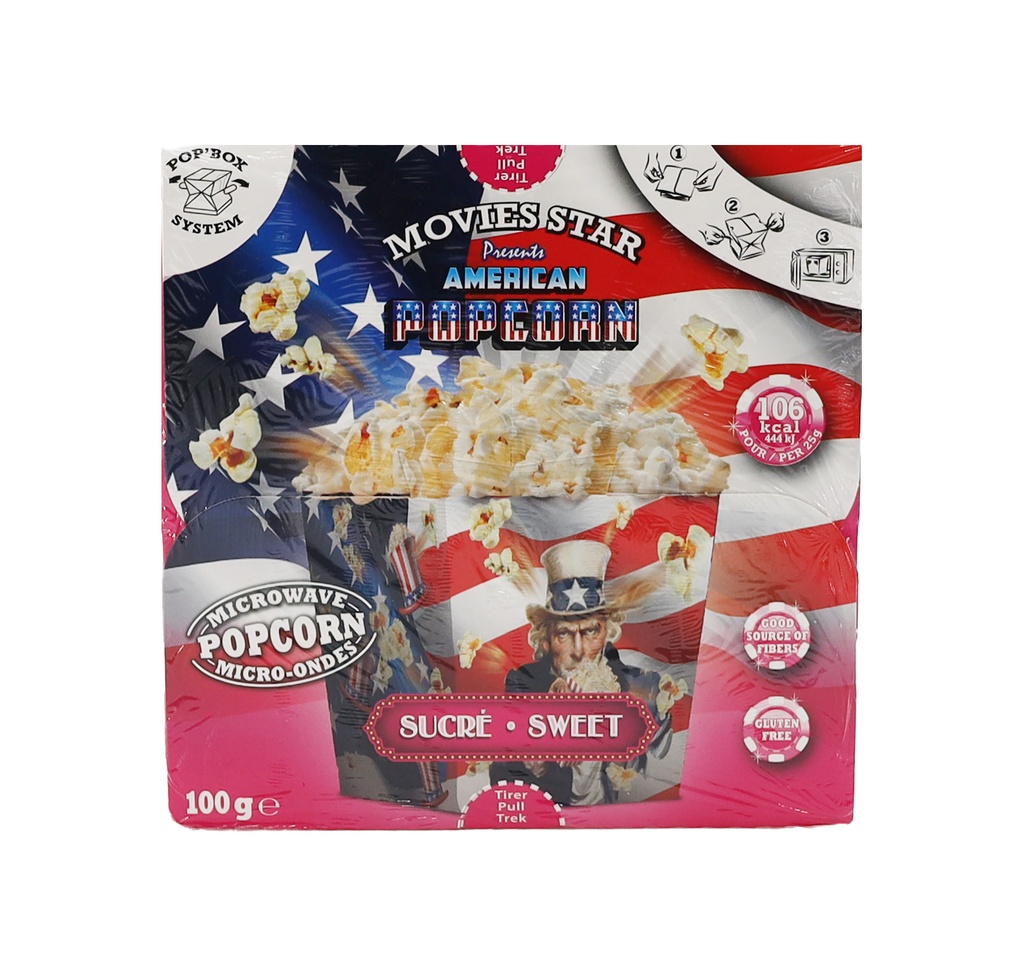 Movies Star 100g Mikrowellen Popcorn Box Sweet