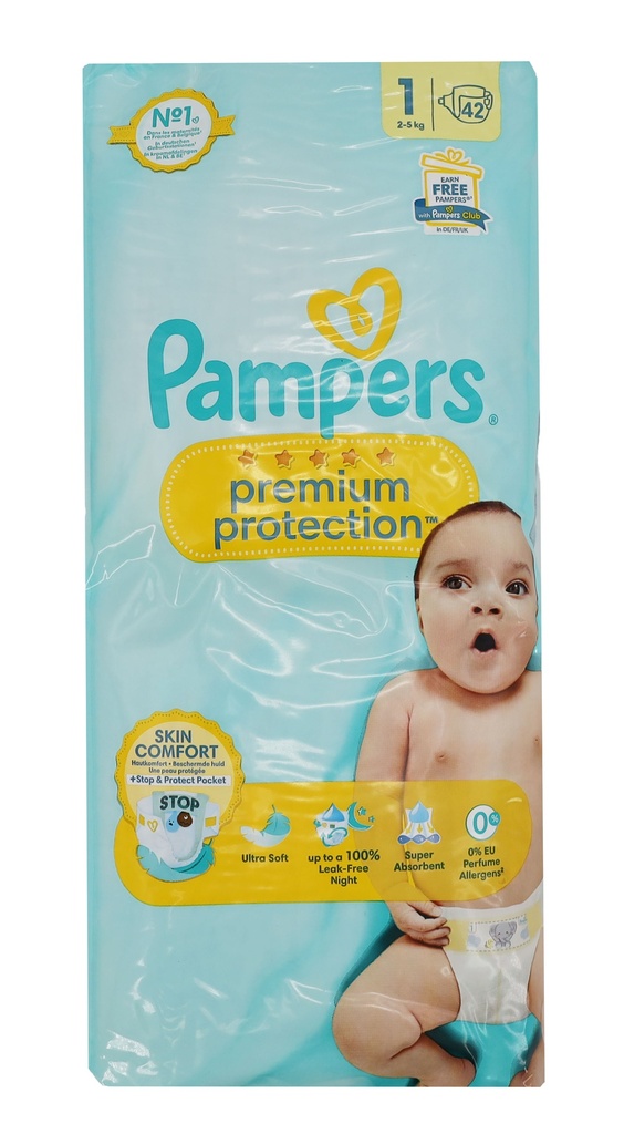 Pampers Premium Protection Windeln 42Stück Size 1 (2-5kg)