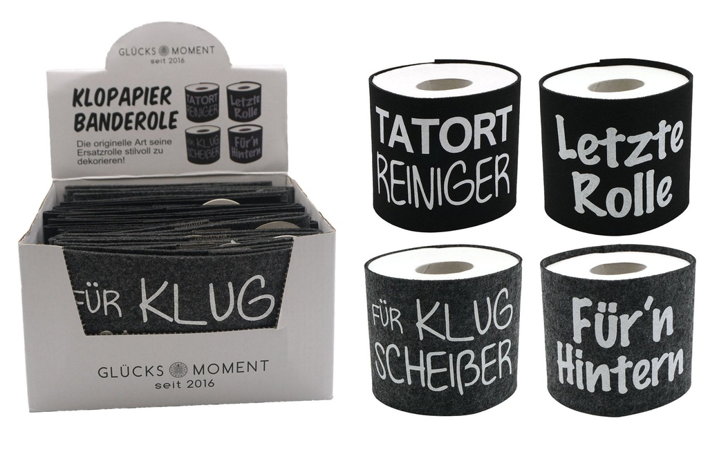 Filz Klopapier Banderole, 4 Designs sortiert