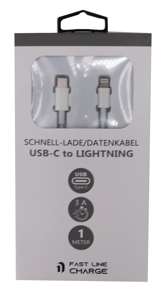 Lade-/Datenkabel für iPhone PREMIUM, USB-C auf Lightning, 1m, weiß