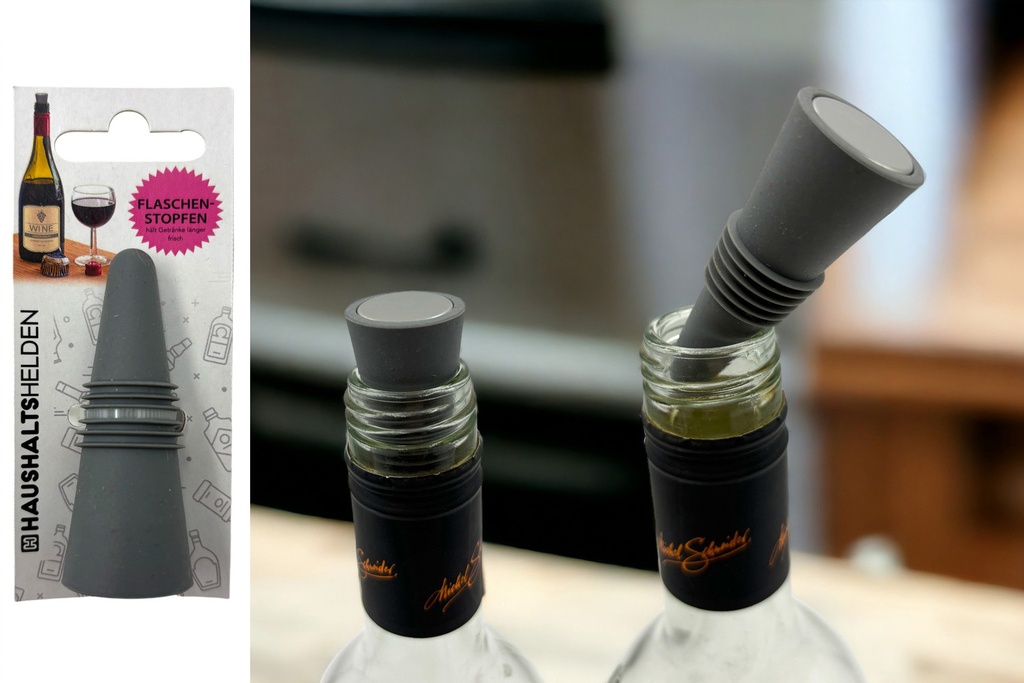 Flaschenstopfen Silikon, grau