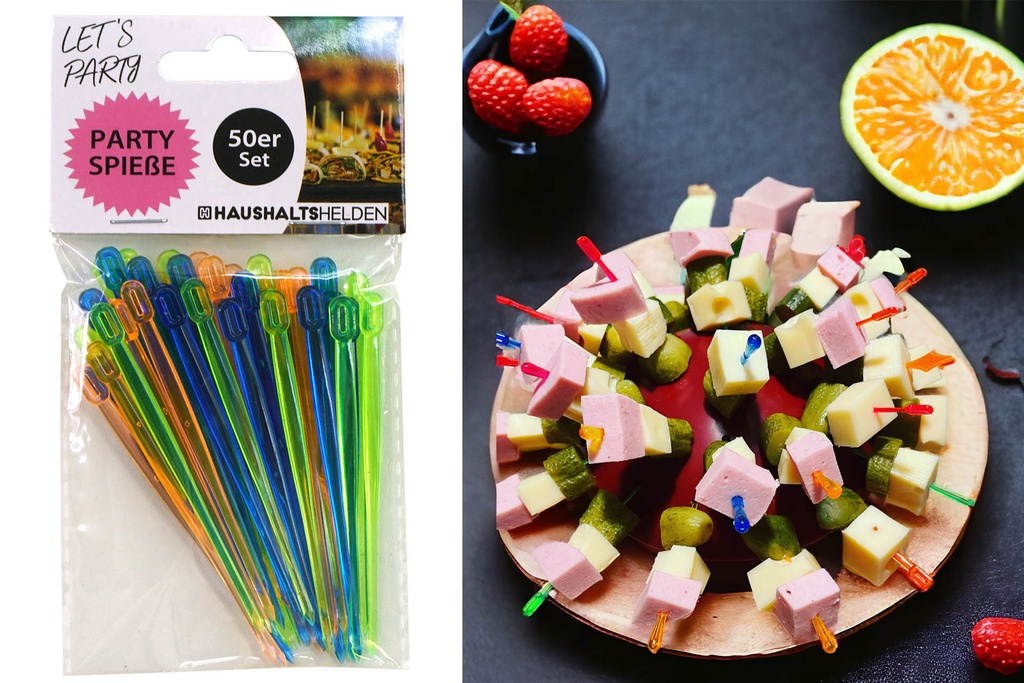 Party-Spieße, 50er Set, ca. 8 cm, wiederverwendbar
