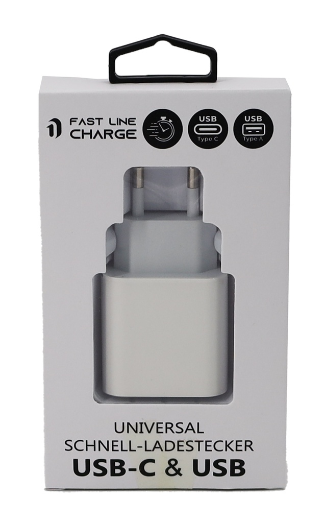 Netzstecker/Schnellladegerät "USB-C & USB" PREMIUM, weiß