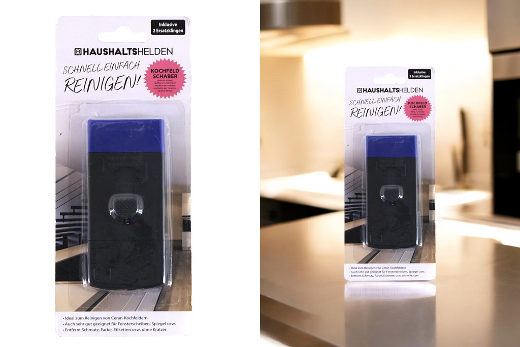 Kochfeldschaber mit 2 Ersatzklingen