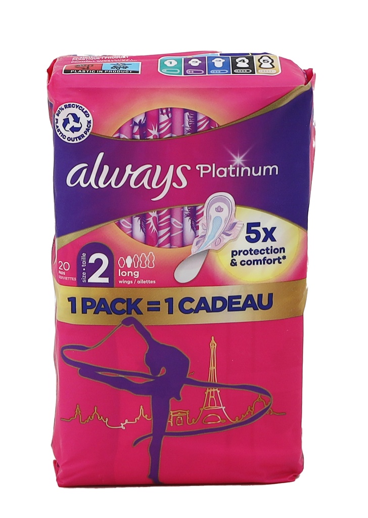 Always Platinum Damenbinden 20Stück Size 2 Long Wings