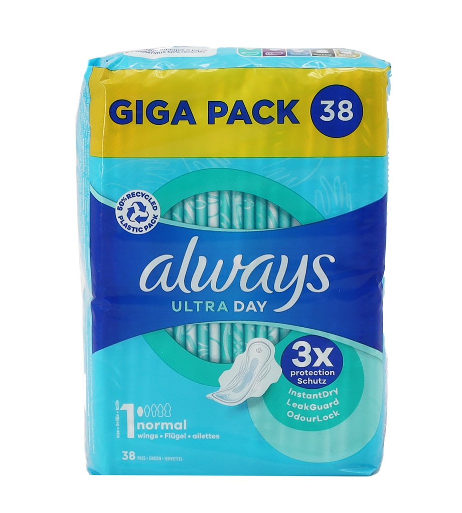 Always Ultra Damenbinden 38Stück Size 1 Day Normal Wings