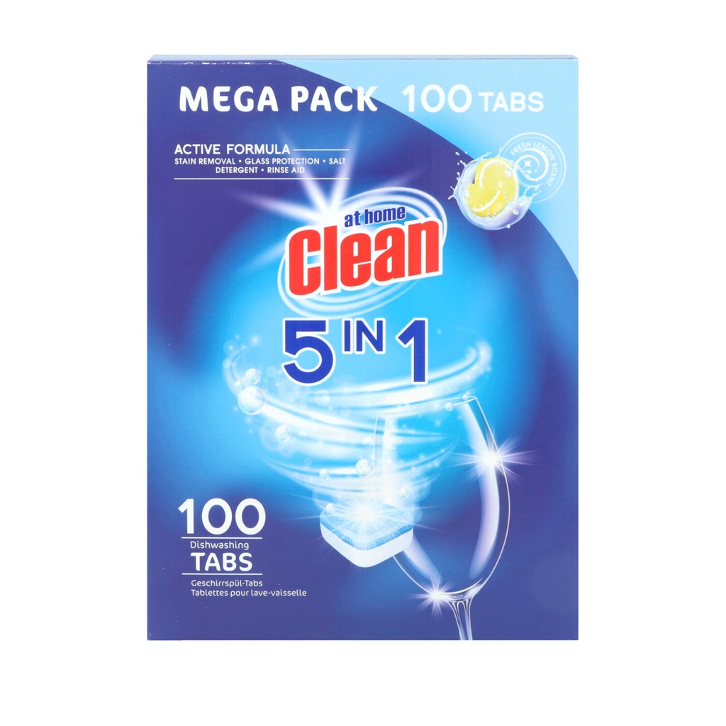 At Home Clean Spülmaschinen-Tabs 100x18g 5-in-1 Classic Lemon