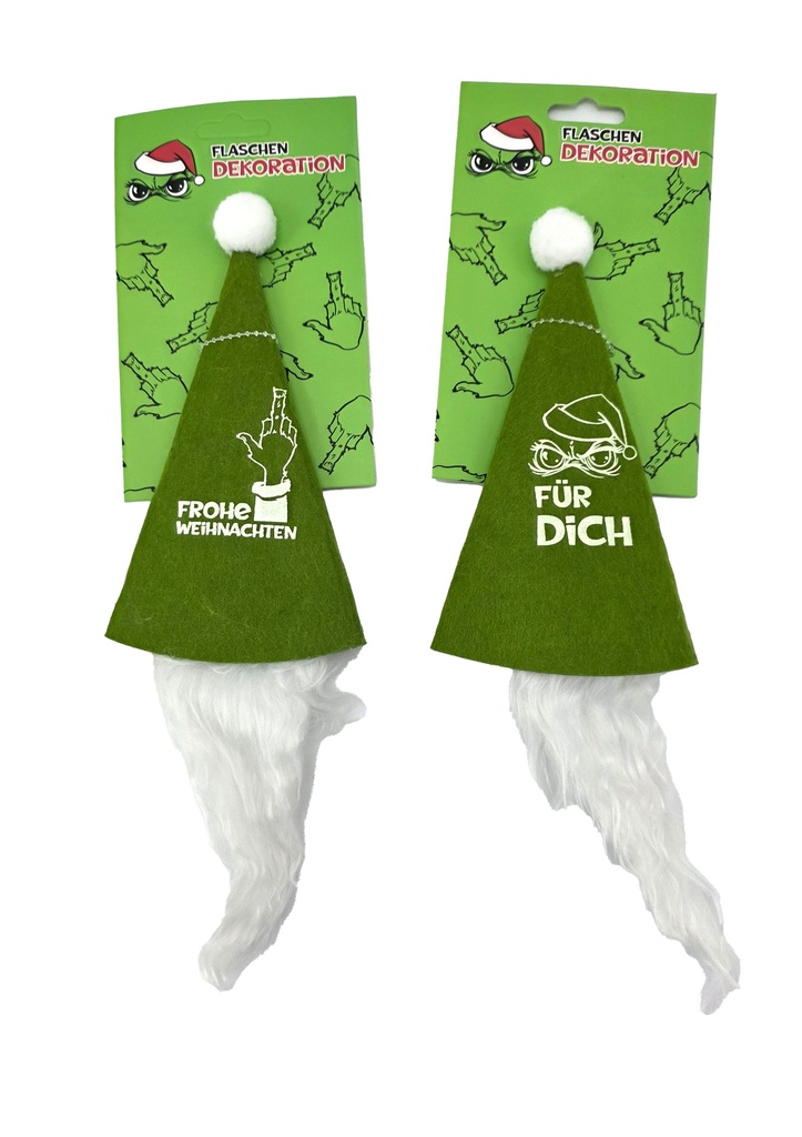 Flaschendekoration "Festtags-Muffel", 18x35cm, 2 Designs | Anti-Weihnachten für Weihnachtsmuffel, Xmas-Muffel & Weihnachts-Hasser