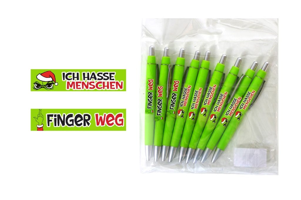 Kugelschreiber "Festtagsmuffel", 13,5cm, 10er Pack,  2 Designs | Anti-Weihnachten für Weihnachtsmuffel, Xmas-Muffel & Weihnachts-Hasser