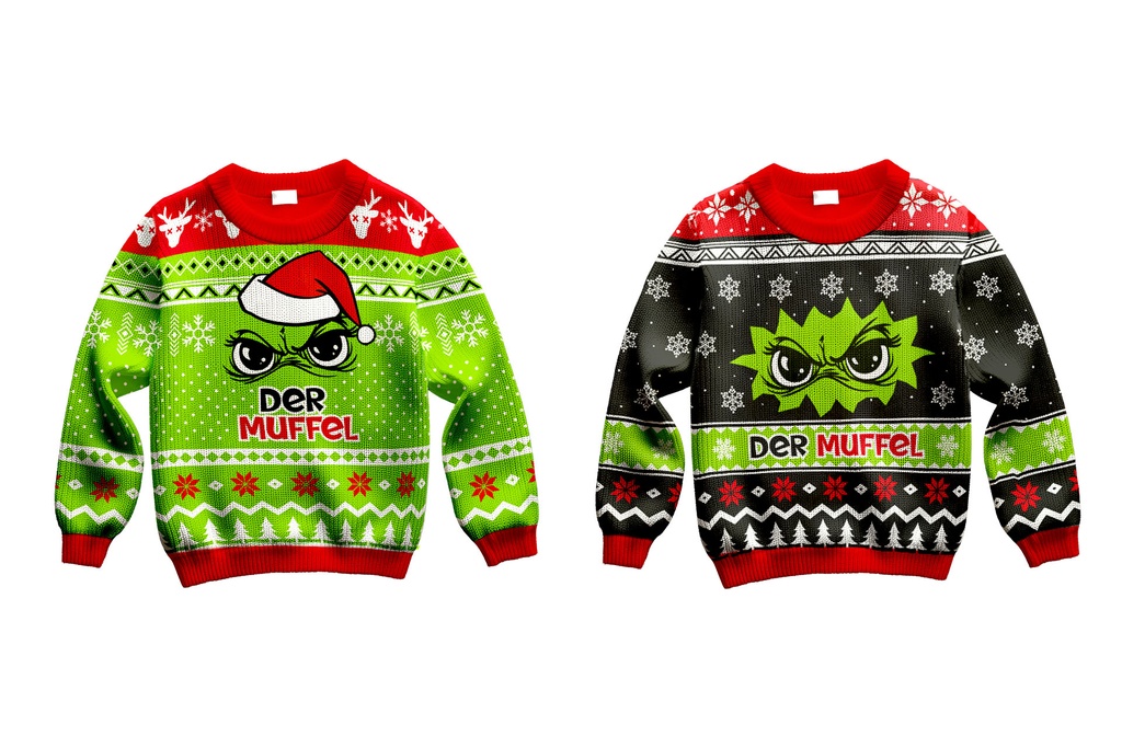 Strickpullover für Kinder "Festtagsmuffel", 2 Designs | Anti-Weihnachten für Weihnachtsmuffel, Xmas-Muffel & Weihnachts-Hasser