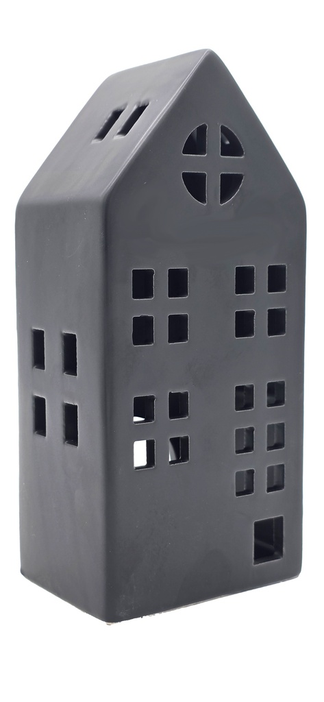 Weihnachts Dekohaus aus Dolomit für Teelicht, H x 20 cm, schwarz