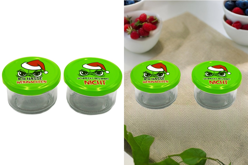 Einmachglas Einmachgläser "Festtags-Muffel", 100ml | Anti-Weihnachten für Weihnachtsmuffel, Xmas-Muffel & Weihnachts-Hasser