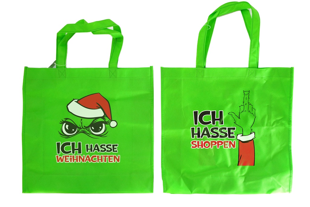 Tasche "Festtags-Muffel", 39x11,5x38cm, 2 Designs | Anti-Weihnachten für Weihnachtsmuffel, Xmas-Muffel & Weihnachts-Hasser