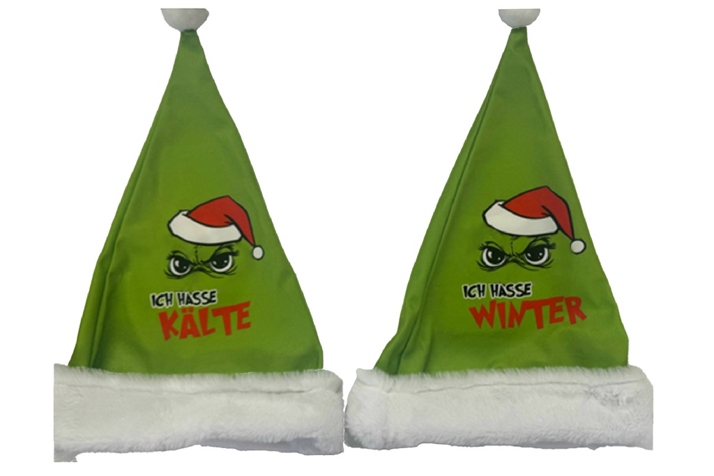 Weihnachtsmütze Plüsch "Festtags-Muffel", 34x48cm, 2 Designs | Anti-Weihnachten für Weihnachtsmuffel, Xmas-Muffel & Weihnachts-Hasser