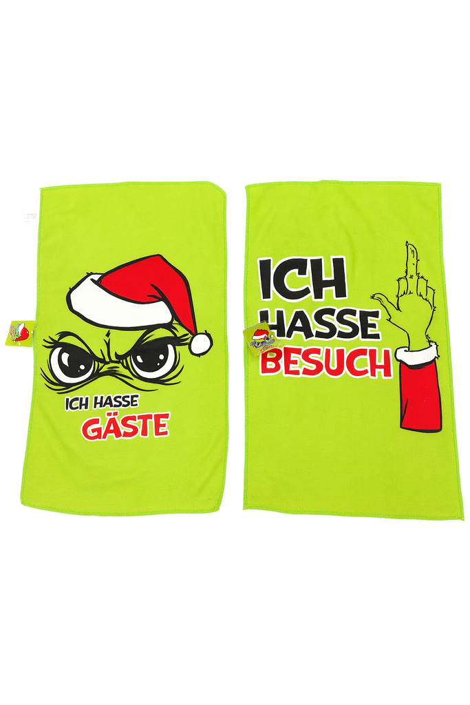 Gästehandtuch / Mikrofasertuch "Festtagsmuffel", 30x50cm, 2 Designs | Anti-Weihnachten für Weihnachtsmuffel, Xmas-Muffel & Weihnachts-Hasser