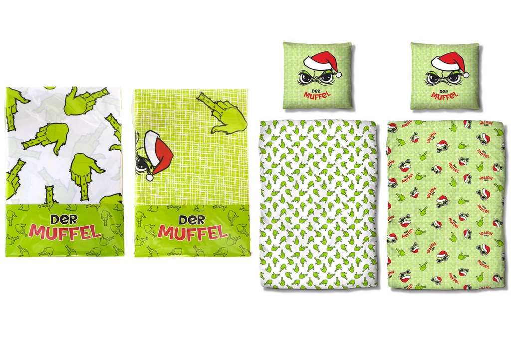 Bettwäsche/Bettbezug "Festtags-Muffel", 2tlg., 2 Designs | Anti-Weihnachten für Weihnachtsmuffel, Xmas-Muffel & Weihnachts-Hasser
