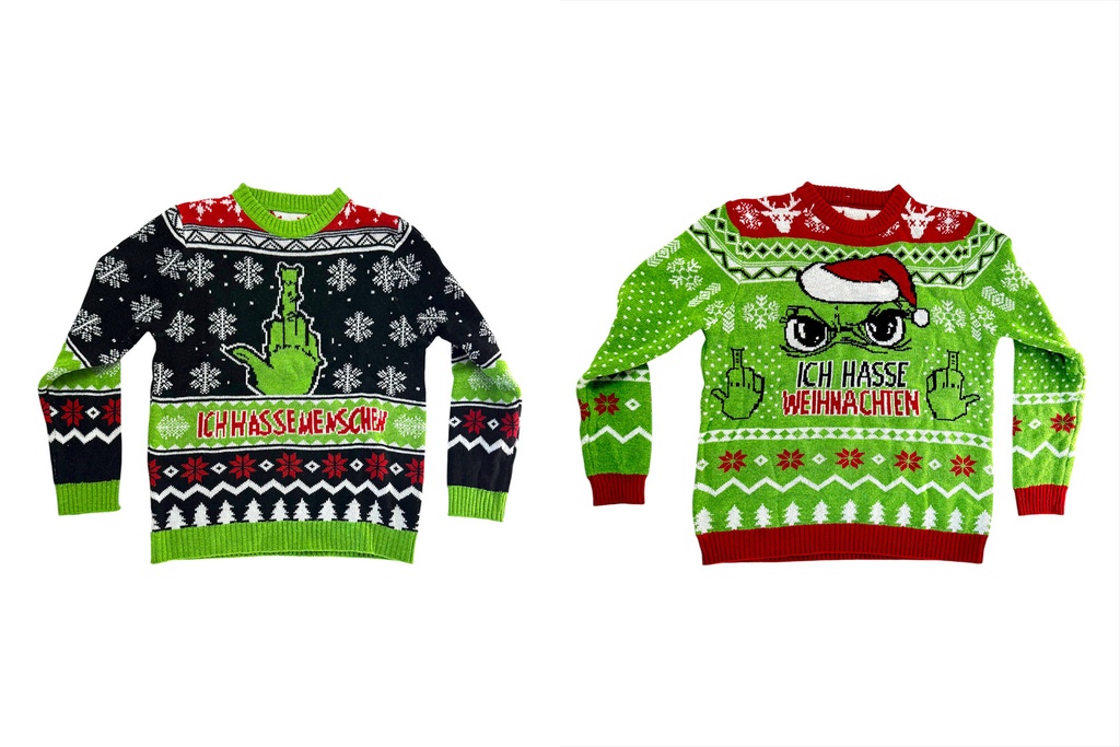 Strickpullover für Damen "Festtagsmuffel", 2 Designs | Anti-Weihnachten für Weihnachtsmuffel, Xmas-Muffel & Weihnachts-Hasser