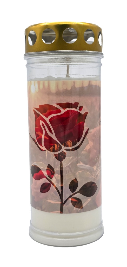 Grabkerze | Erstklassige Qualität | 20cm x 7cm mit Motiv | Rose Matt