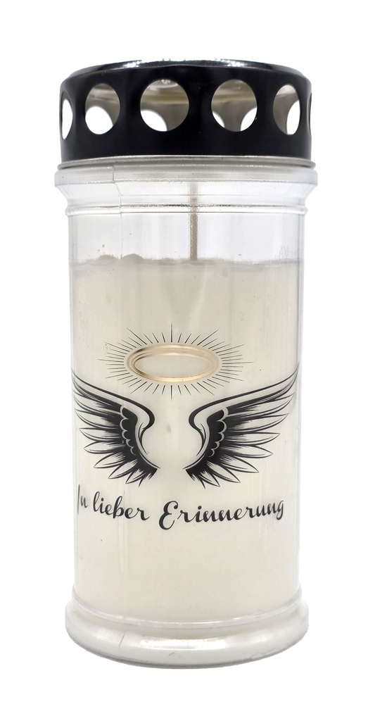 Grabkerze | Erstklassige Qualität | 17cm x 7,5cm mit Motiv | Flügel Nero Erinnerung