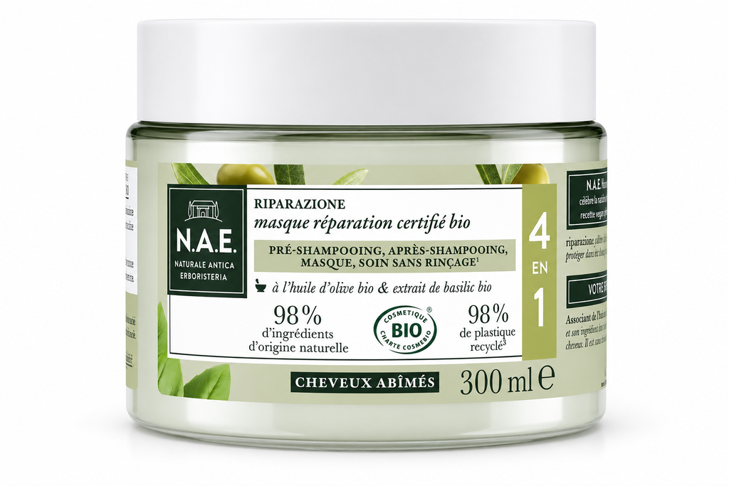 N.A.E. Reparierende 4in1-Haarkur 300 ml – Bio-Olivenöl & Basilikum