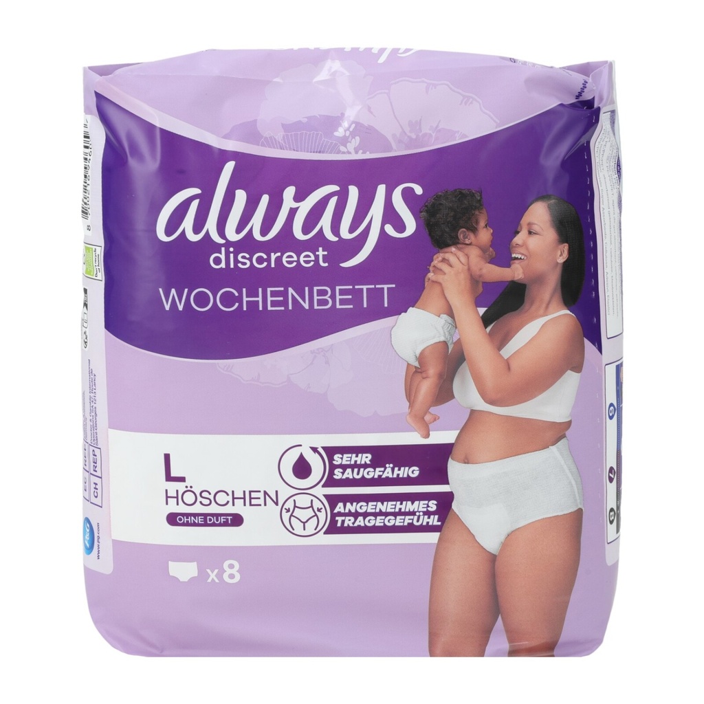 Always Discreet Inkontinenzhosen Wochenbett 8Stück Size L