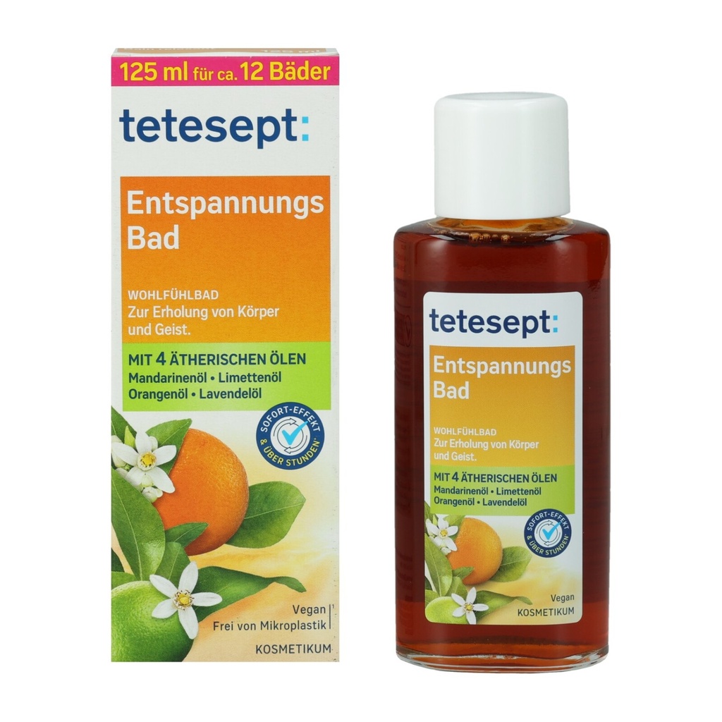 tetesept Entspannungsbad 125 ml mit Mandarinen-, Limetten-, Orangen- und Lavendelöl für etwa 12 Vollbäder