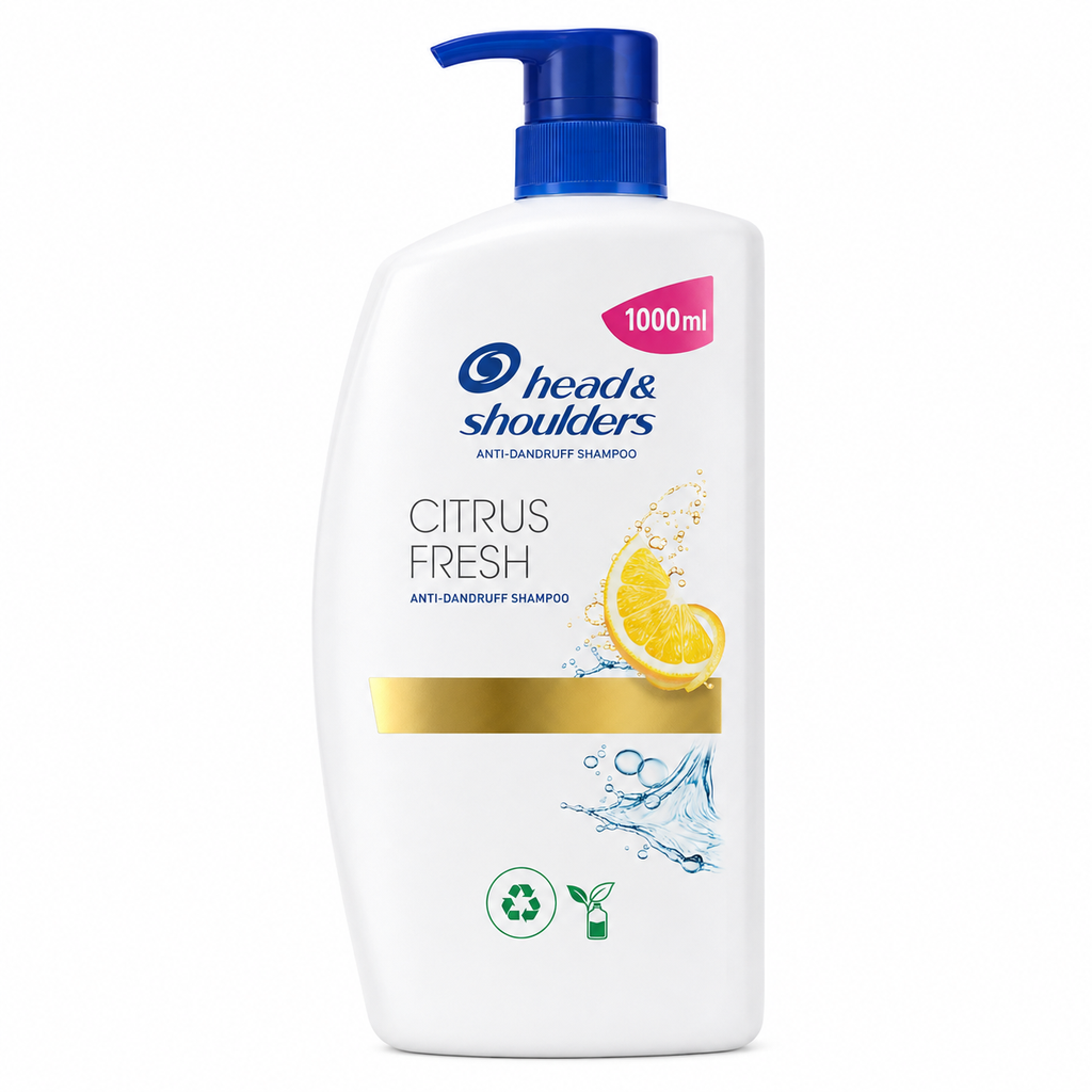 Head & Shoulders Citrus Fresh Anti-Schuppen Shampoo 1000 ml in weißer Pumpflasche mit frischer Zitrusnote