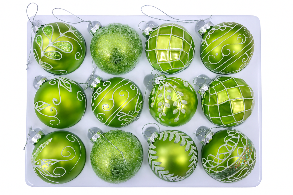 Weihnachtskugeln Glas "Deluxe" Ø 6cm | 12er SET | Sortiment P | Handegemacht