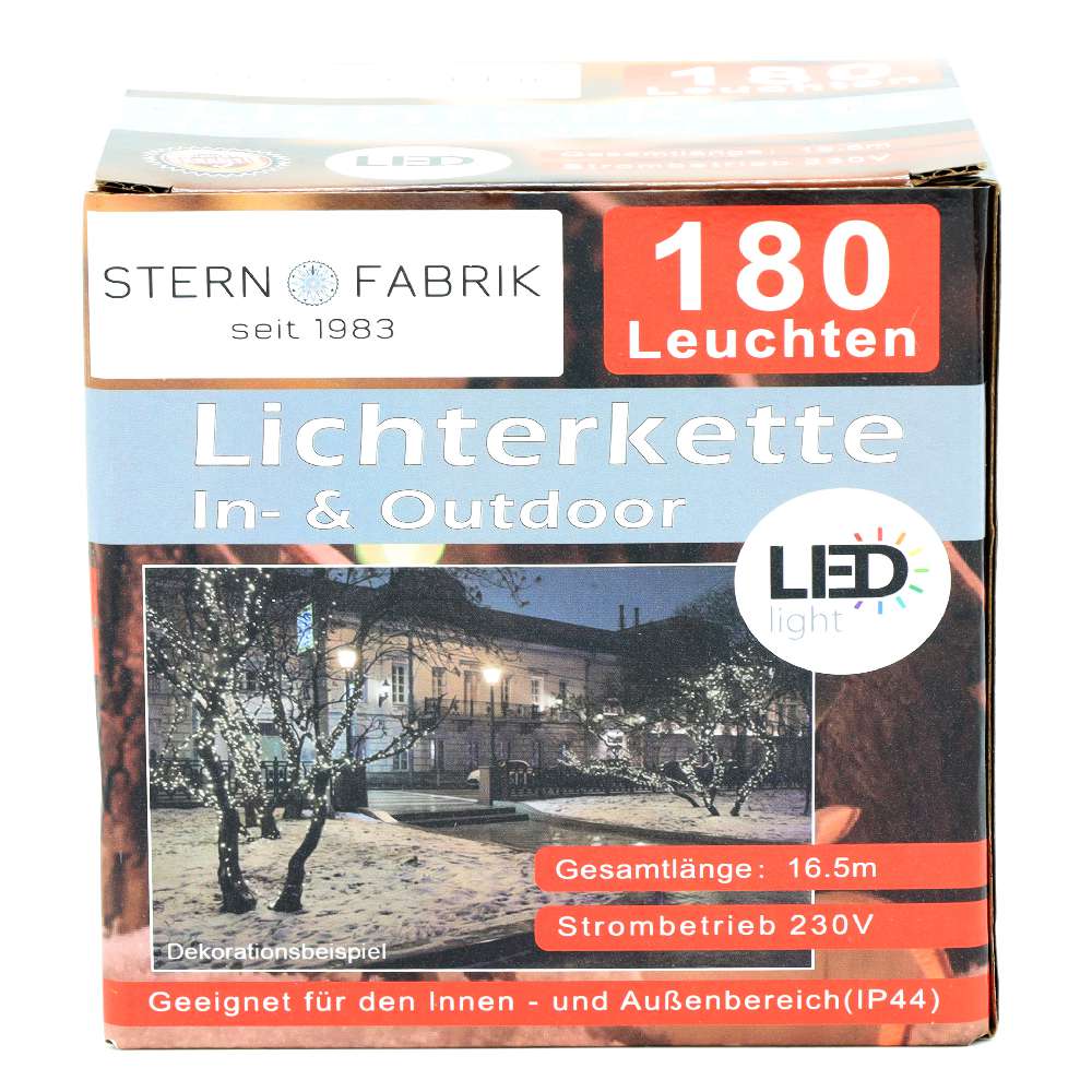 Lichterkette Basic LED, 180er, warmweiß, In- & Outdoor IP44 