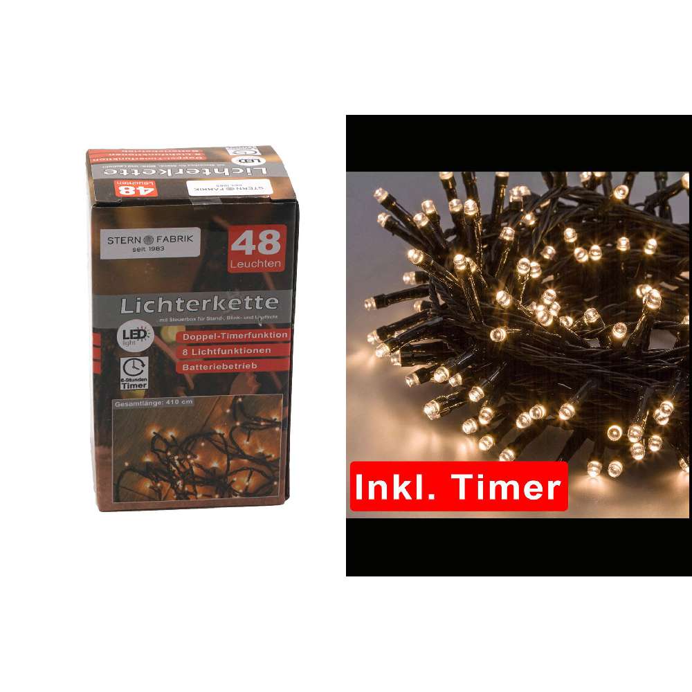 Lichterkette Basic LED 48er, Timer, 8 Lichtfunktionen 