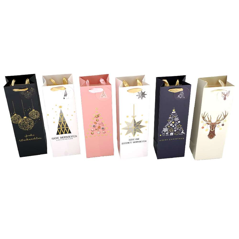 Flaschentasche Weihnachten "Modern Christmas Colorful" 12x36x10cm