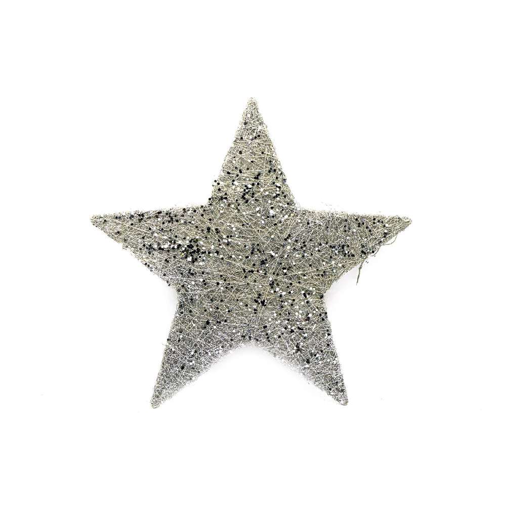 Sisalstern "Glitter" zum hängen, 20cm, silber 