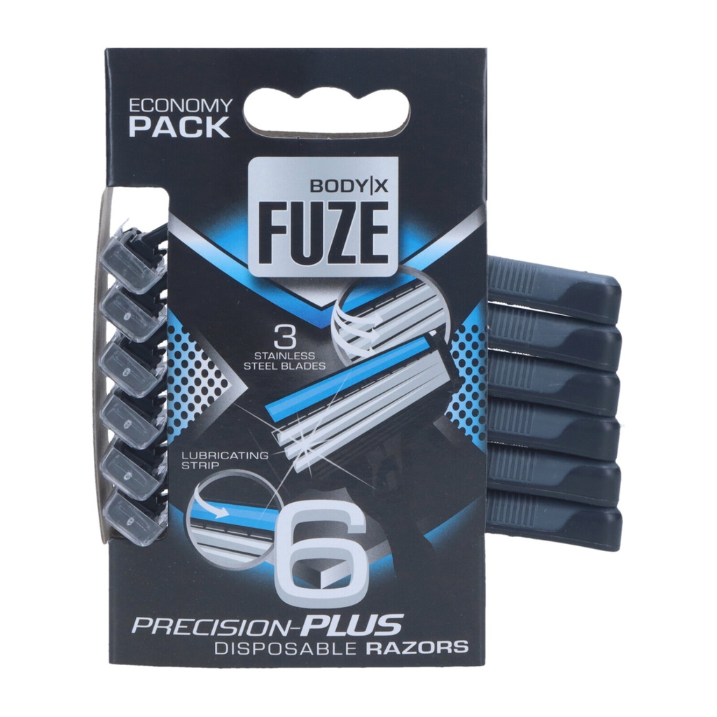 Body-X Fuze Einwegrasierer 3-fach Klingen Für Herren 6 Stück