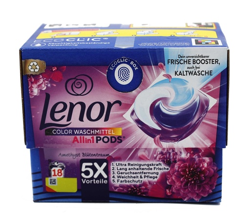 [14145] Lenor Waschmittel-Caps 18Stück All in 1 Color Amethist Flower
