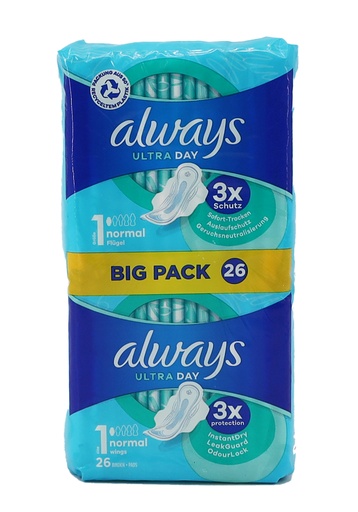 [14903] Always Ultra Day Damenbinden Normal mit Flügeln BigPack, 26 St