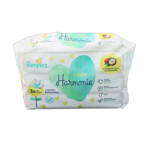 [13394] Pampers Feuchttücher für Babys 3x42 Blatt Harmony Coco