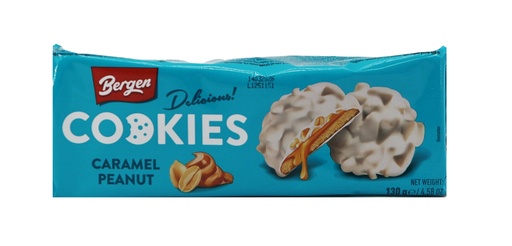 [12573] Bergen Gefüllter Keks 130g Caramel & Peanut White Chocolate Coated