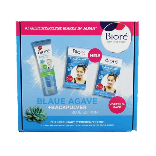 [7070] Bioré Geschenkset Nasen Stripes 12Stück + Gesichtsmaske 110ml