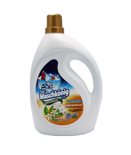 [15032] Waschkönig Universal Waschmittel Gel 100WL 3L Orangenblüten & Baumwollextrakt