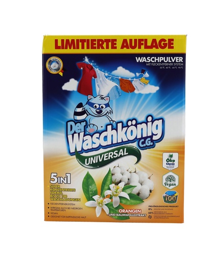 [15027] Waschkönig Waschpulver 6kg 100WL Orangenblüten & Baumwollextrakt