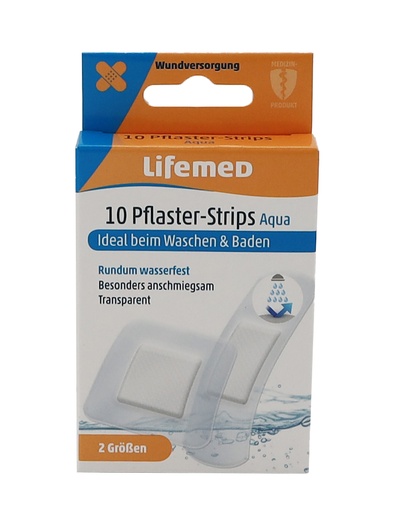 [3552] Lifemed Pflaster-Strips transparent "Aqua" 2 Größen, 10er.