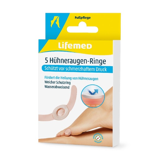 [3596] Lifemed Hühneraugen-Ringe   6,5 cm x 1 cm hautfarben , 5er