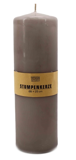 [14023] Stumpenkerze XL Ø 8x25 cm taupe