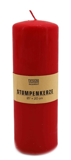 [14012] Stumpenkerze Ø 7x20 cm rot