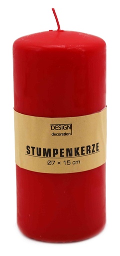 [14003] Stumpenkerze Ø 7x15 cm rot