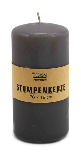 [14026] Stumpenkerze Ø 6 x 12 cm grau