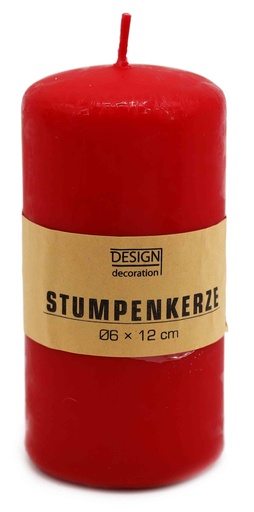 [14027] Stumpenkerze Ø 6 x 12 cm rot