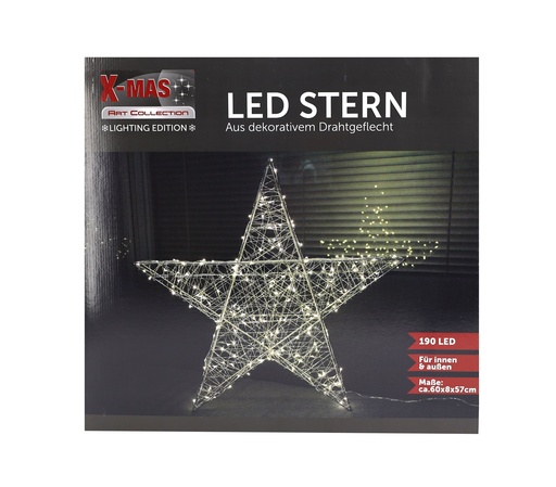 [16174] Weihnachts Stern aus Metalldraht 190 LED H x 60 cm