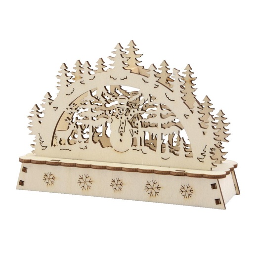 [8240] Weihnachts Holzbogen mini mit 1 LED, natur , 14,5 x 4,5 x 10,5 cm